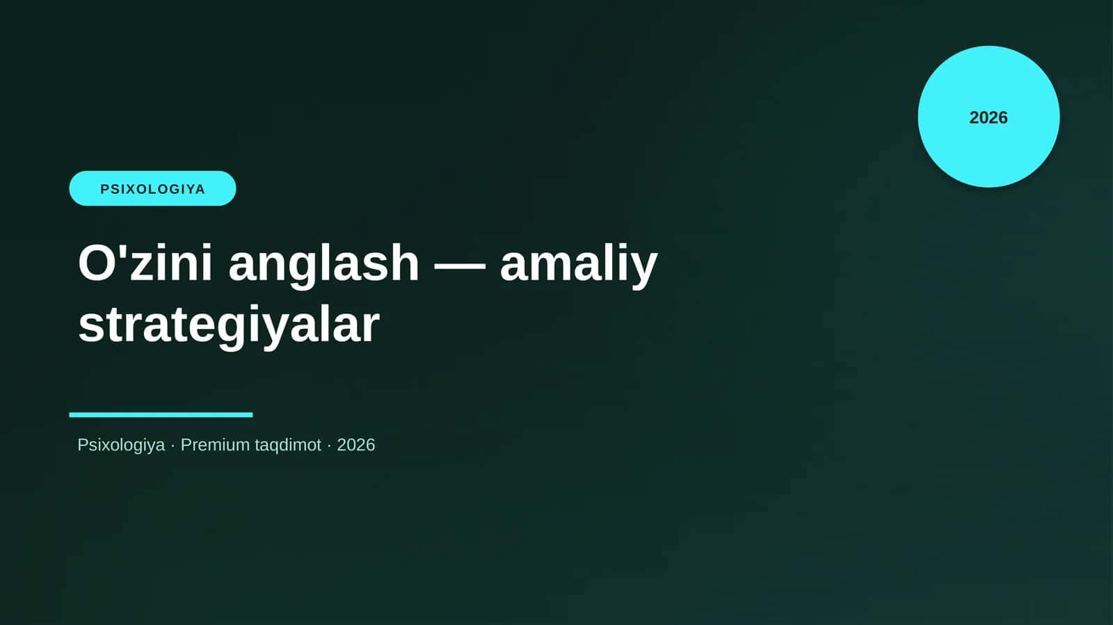 O'zini anglash - amaliy strategiyalar