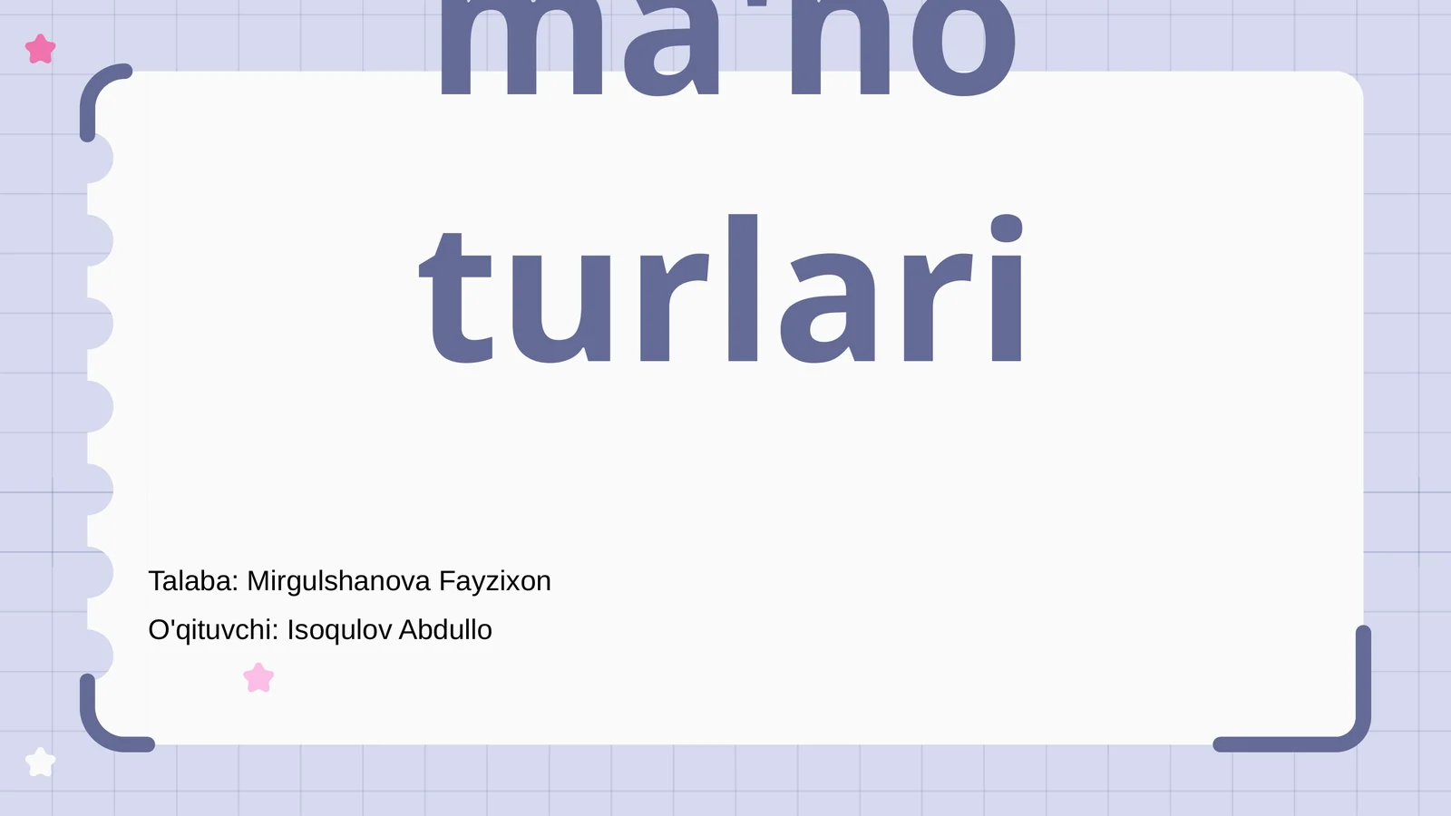 Ot turkumining ma'no turlari