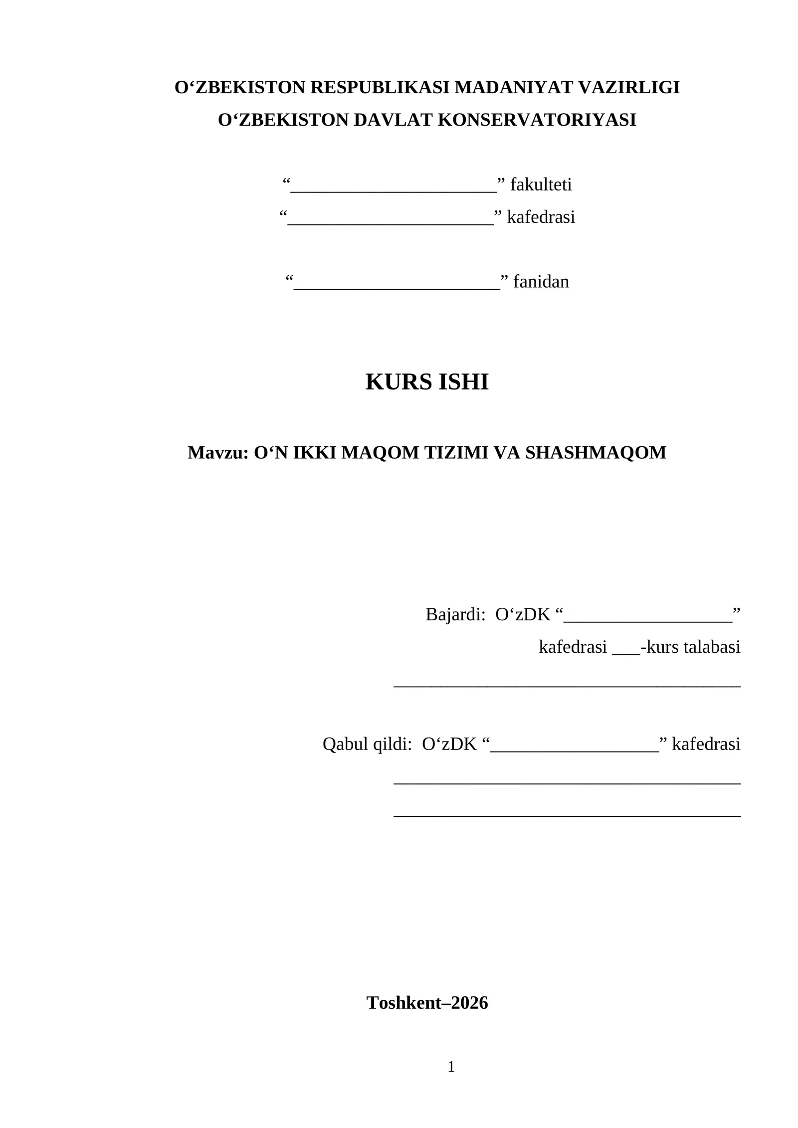 O‘N IKKI MAQOM TIZIMI VA SHASHMAQOM