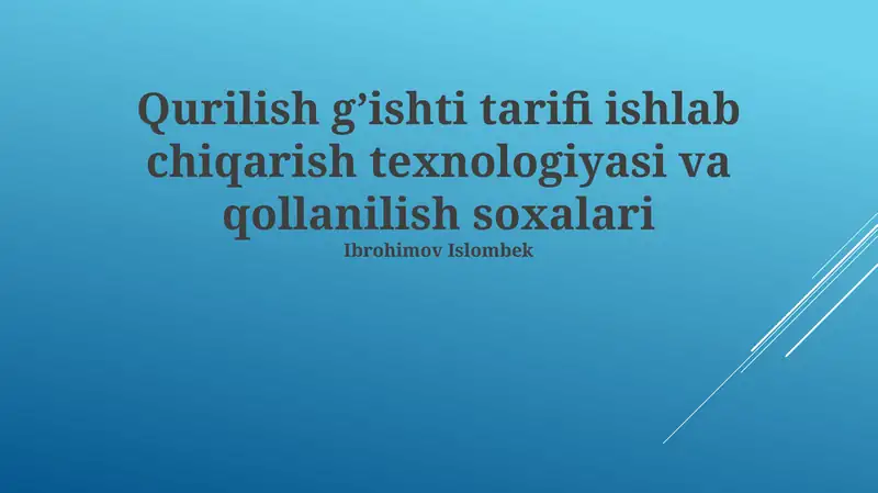 G'isht ishlab chiqarish texnologiyasi