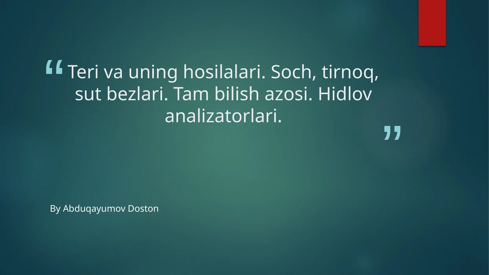 TERI VA UNING HOSILALARI