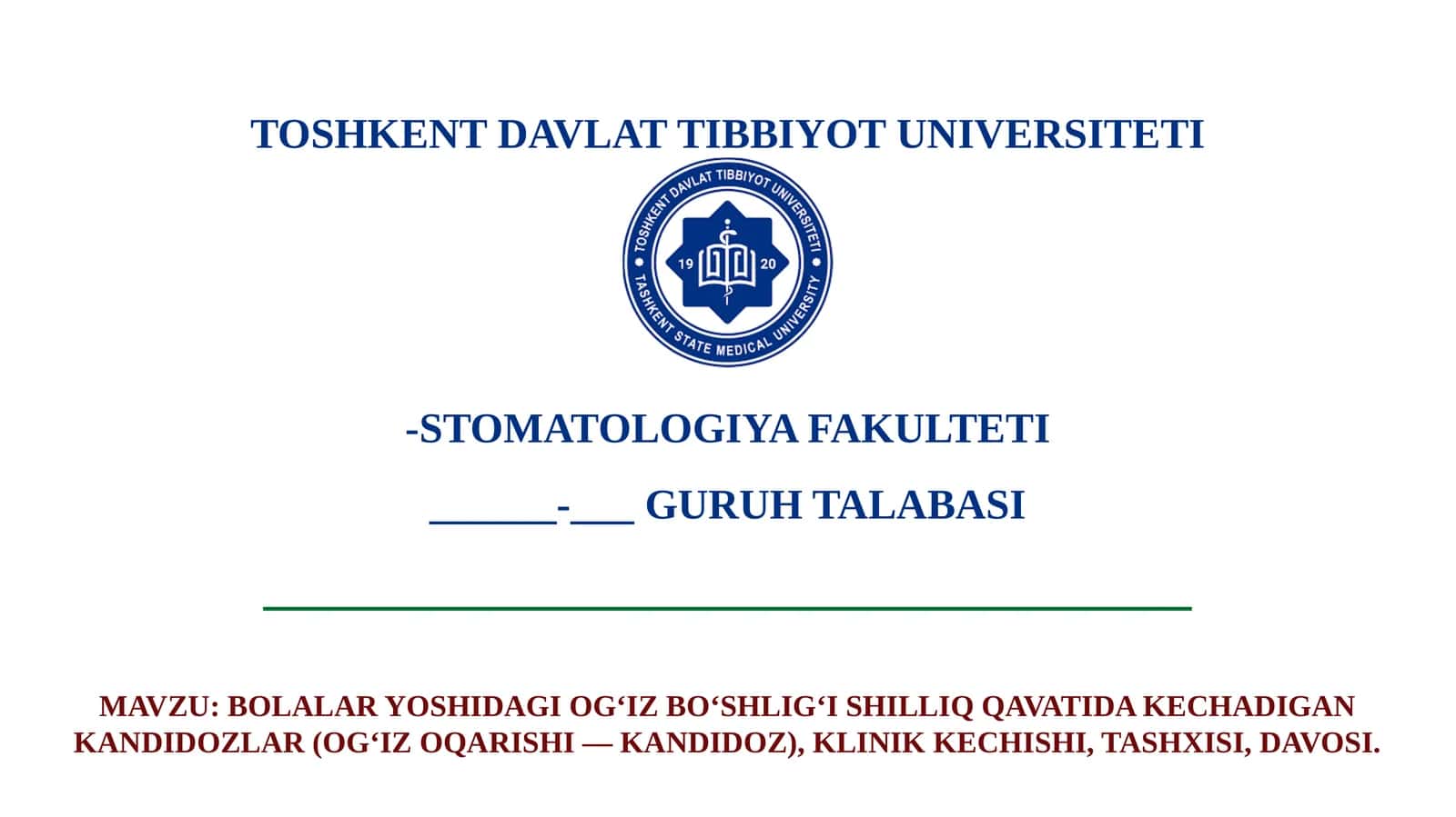 OG‘IZ BO‘SHLIG‘I SHILLIQ QAVATIDA KECHADIGAN KANDIDOZLAR