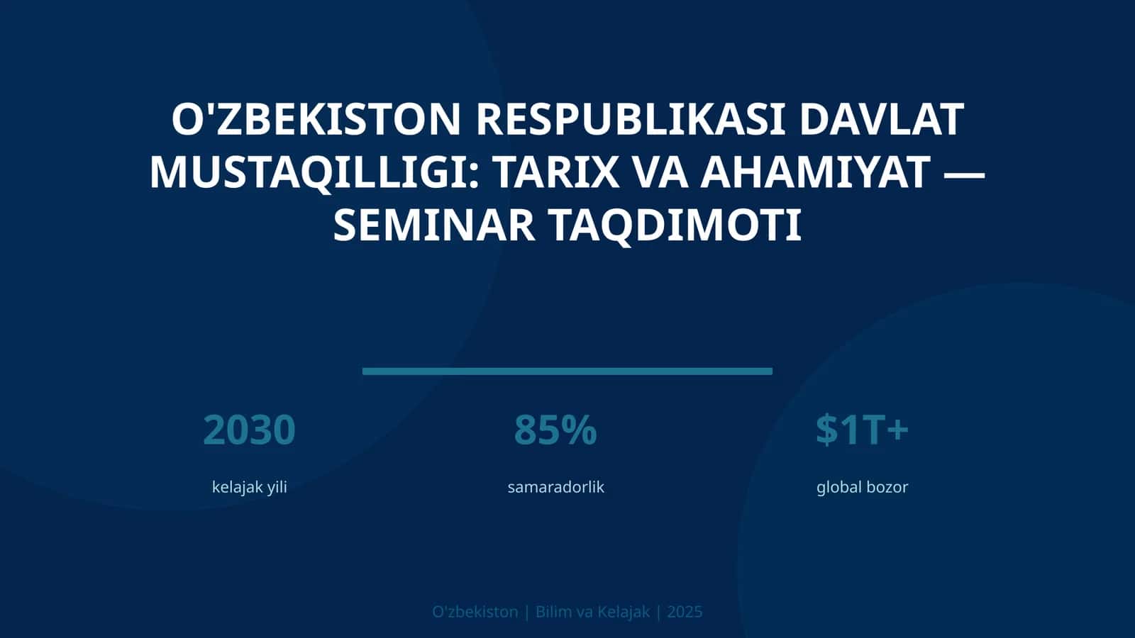 O'zbekiston RESPUBLIKASI DAVLAT MUSTAQILLIGI: TARIX VA AHAMIYAT — SEMINAR TAQDIMOTI