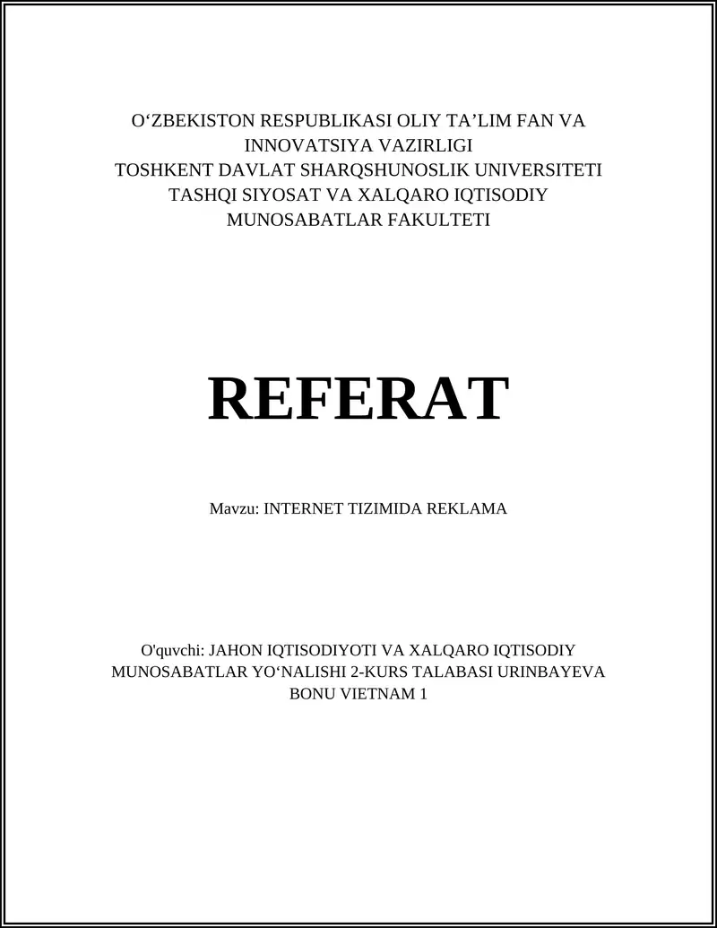 INTERNET TIZIMIDA REKLAMA