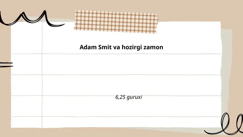 Adam Smit va hozirgi zamon