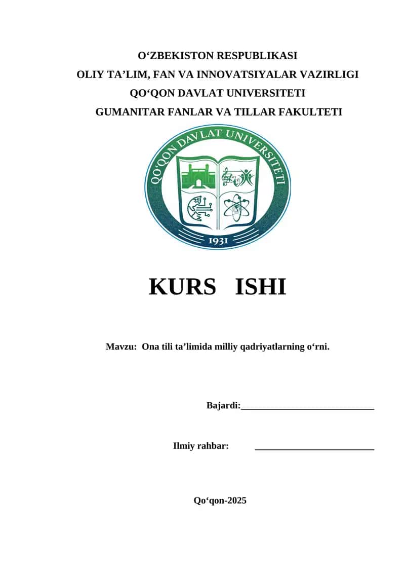 Ona tili taʼlimida milliy qadriyatlarning oʻrni.