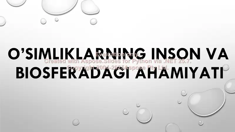 O’simliklarning inson va biosferadagi ahamiyati