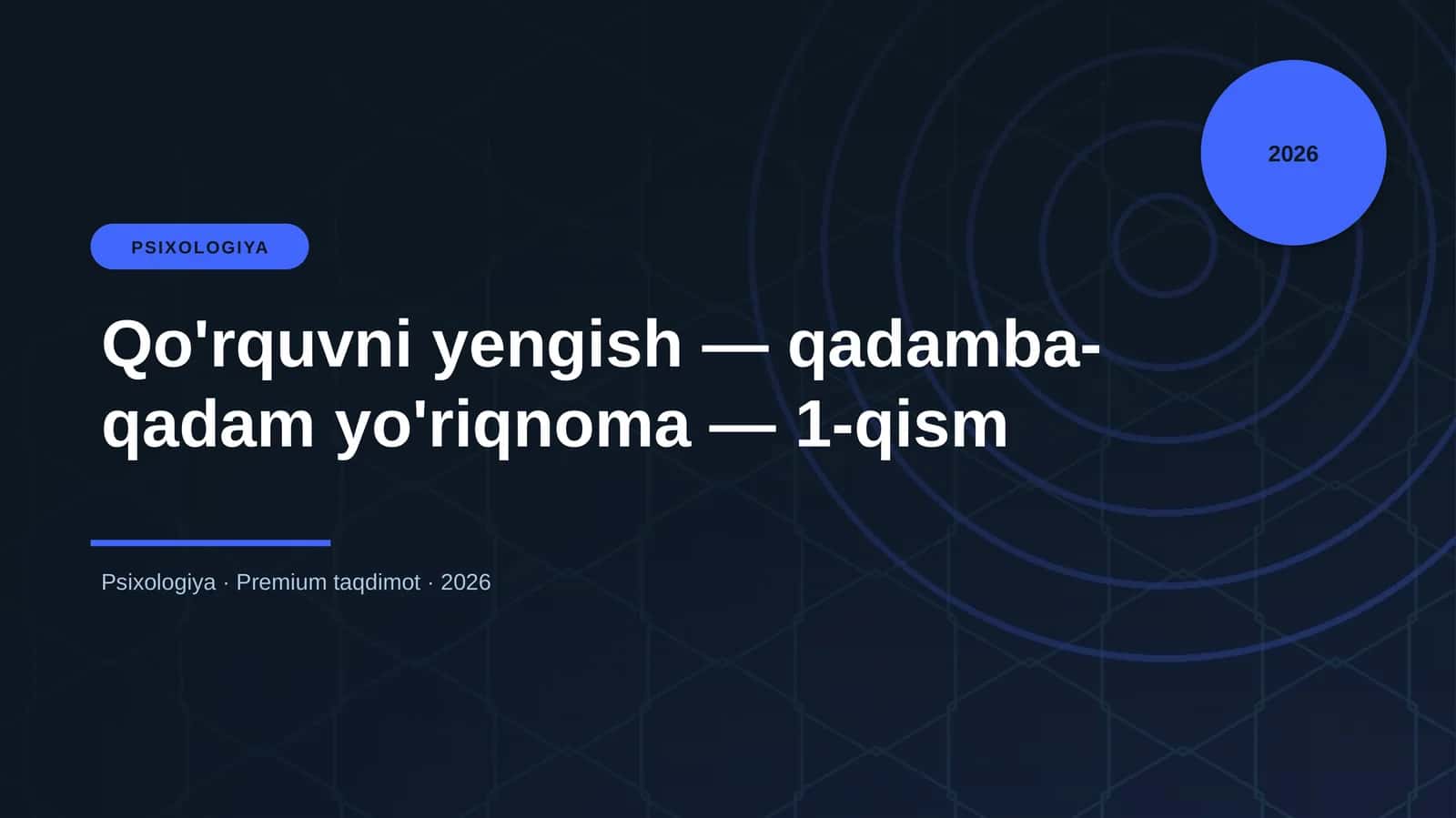 Qo'rquvni yengish — qadamba-qadam yo'riqnoma — 1-qism