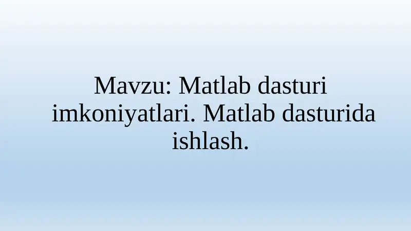 MATLAB dasturlari