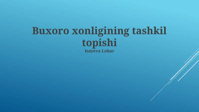 Buxoro xonligining tashkil topishi