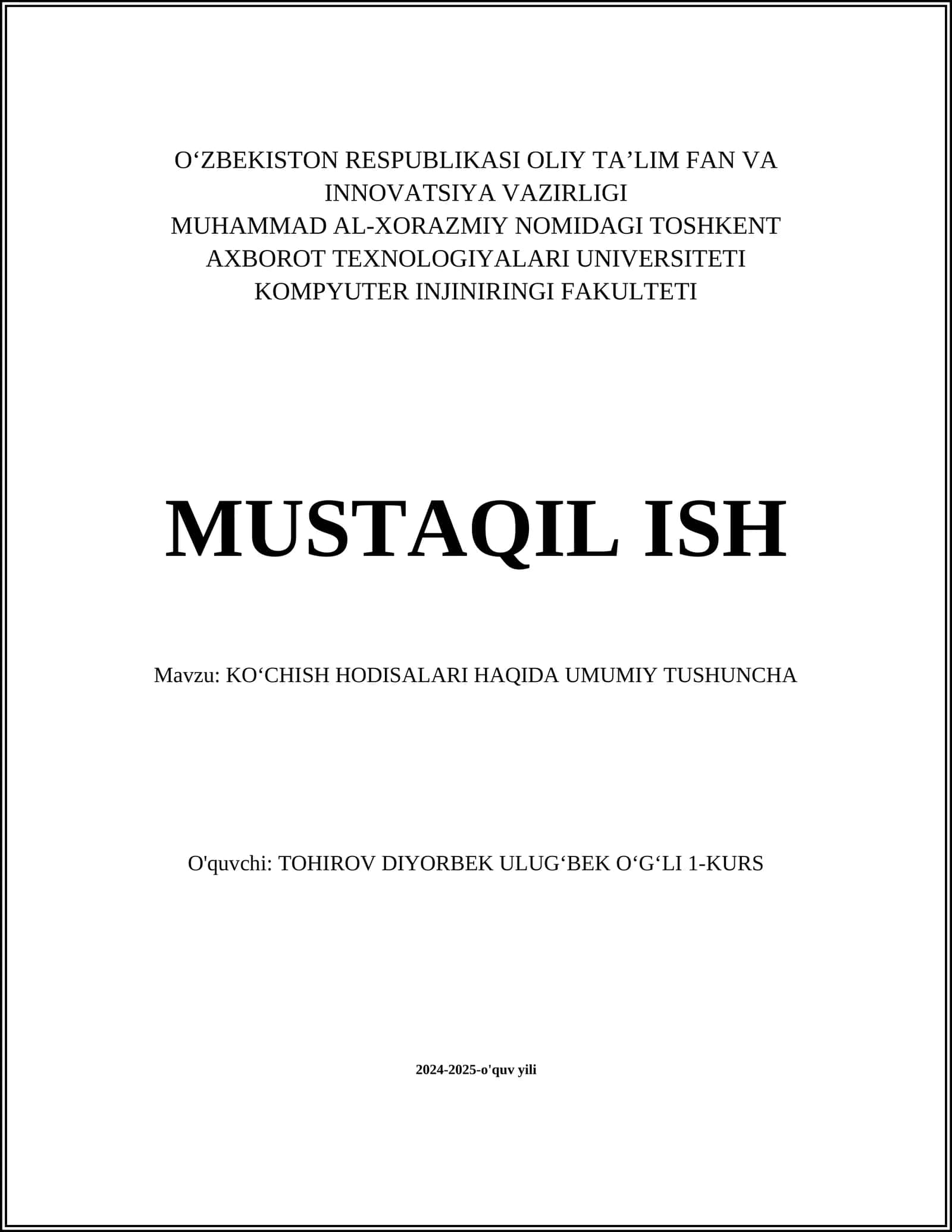 KOʻCHISH HODISALARI HAQIDA UMUMIY TUSHUNCHA
