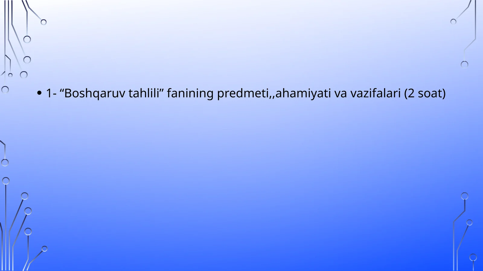 Boshqaruv tahlili fanining predmeti