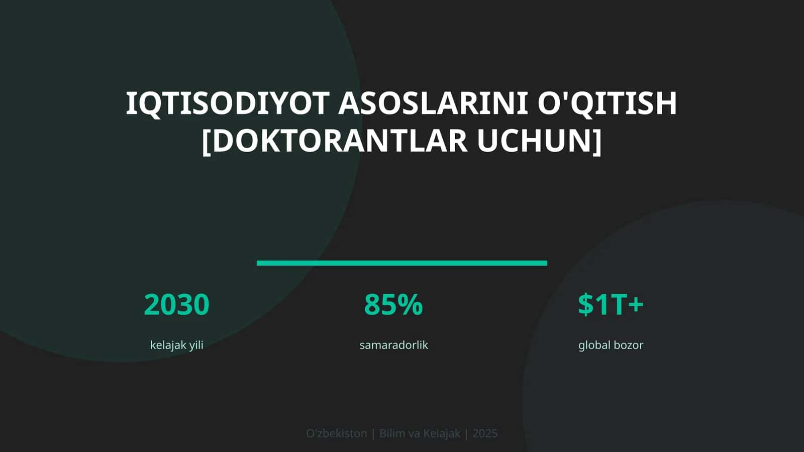 IQTISODIYOT ASOSLARINI O'QITISH [DOKTORANTLAR UCHUN]