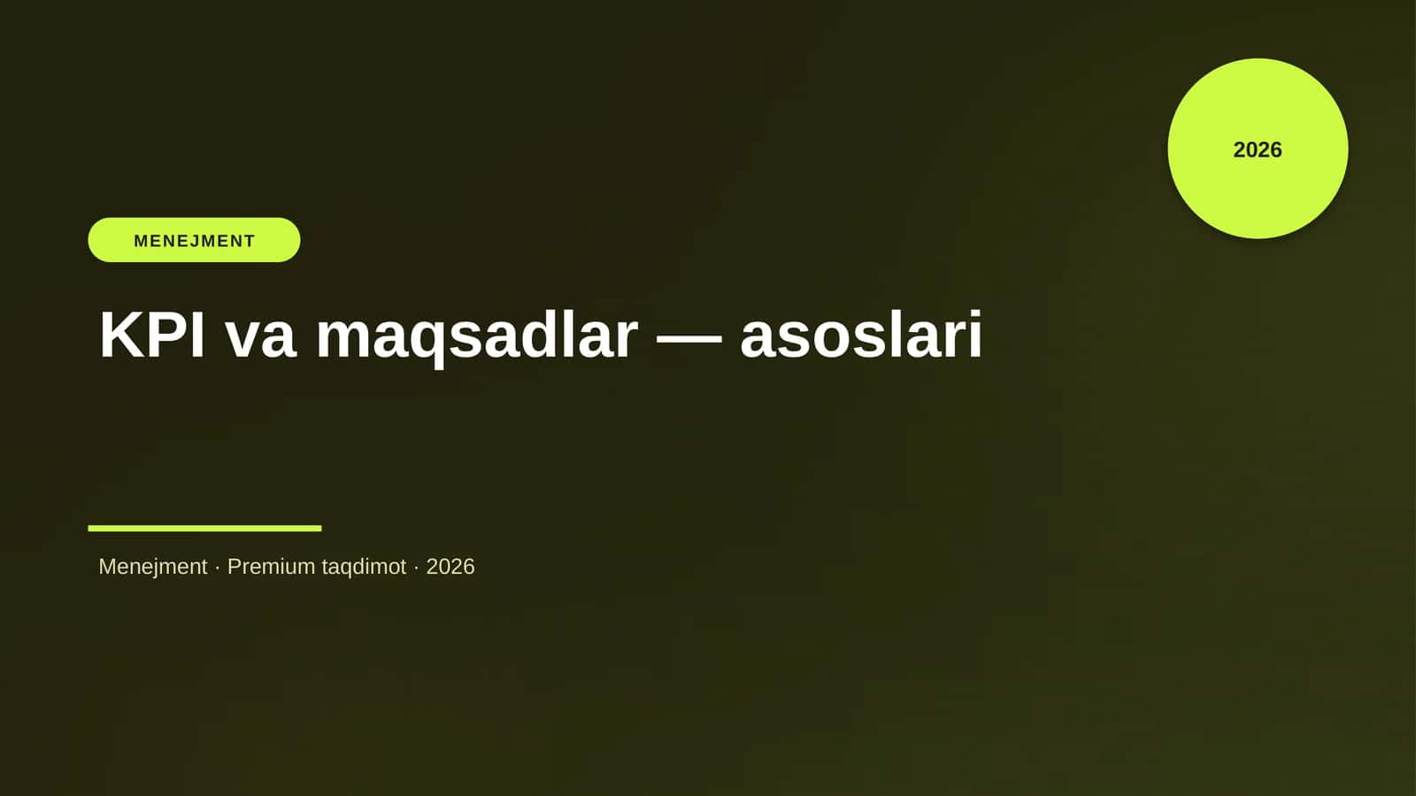 KPI va maqsadlar — asoslari