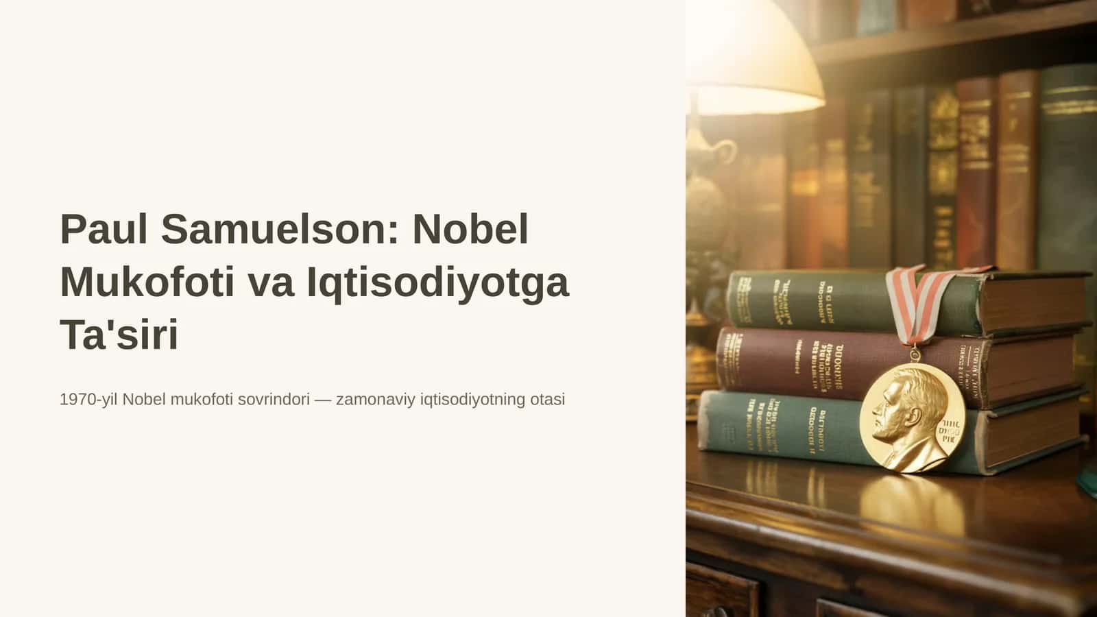 Paul Samuelson: Nobel Mukofoti va Iqtisodiyotga Ta'siri (Tayyor Mustaqil Ta'lim / PPTX + Nutq matni va Javoblar)