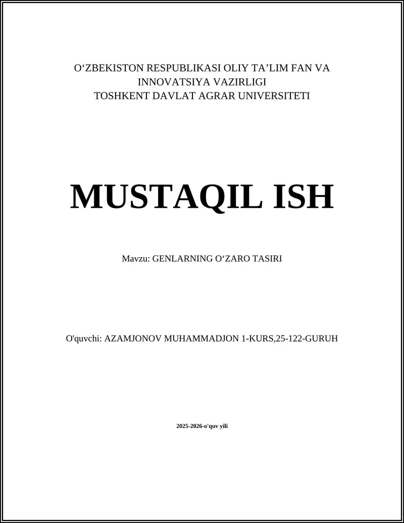 GENLARNING OʻZARO TASIRI