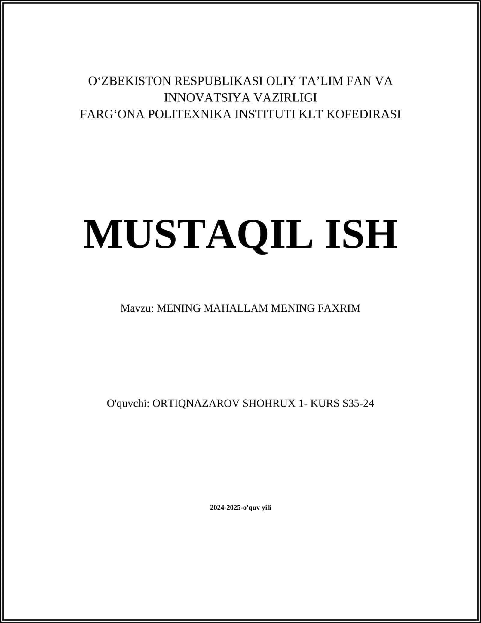MENING MAHALLAM MENING FAXRIM