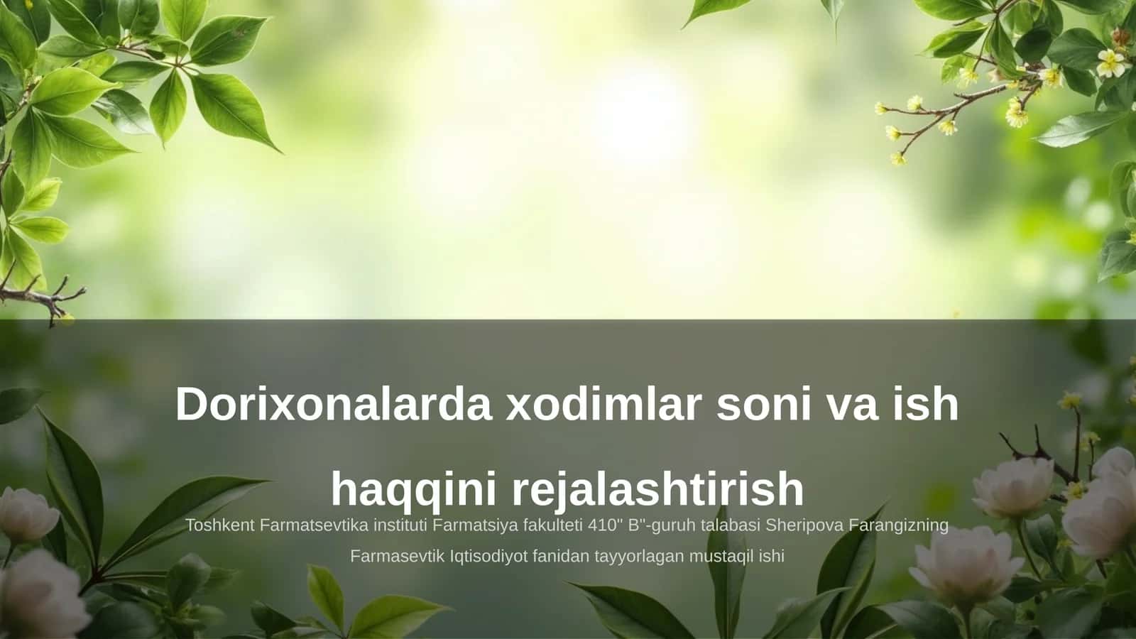 Dorixonalarda xodimlar soni va ish haqqini rejalashtirish
