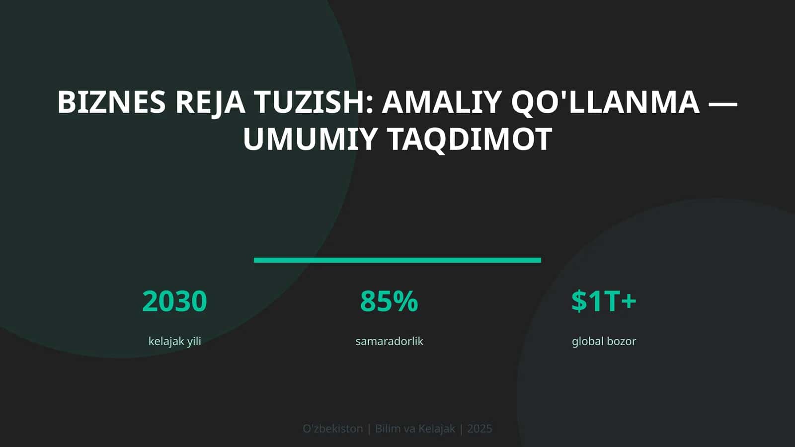 Biznes reja tuzish: amaliy qo'llanma — umumiy taqdimot