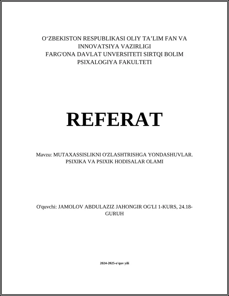 Psixologiya Referat
