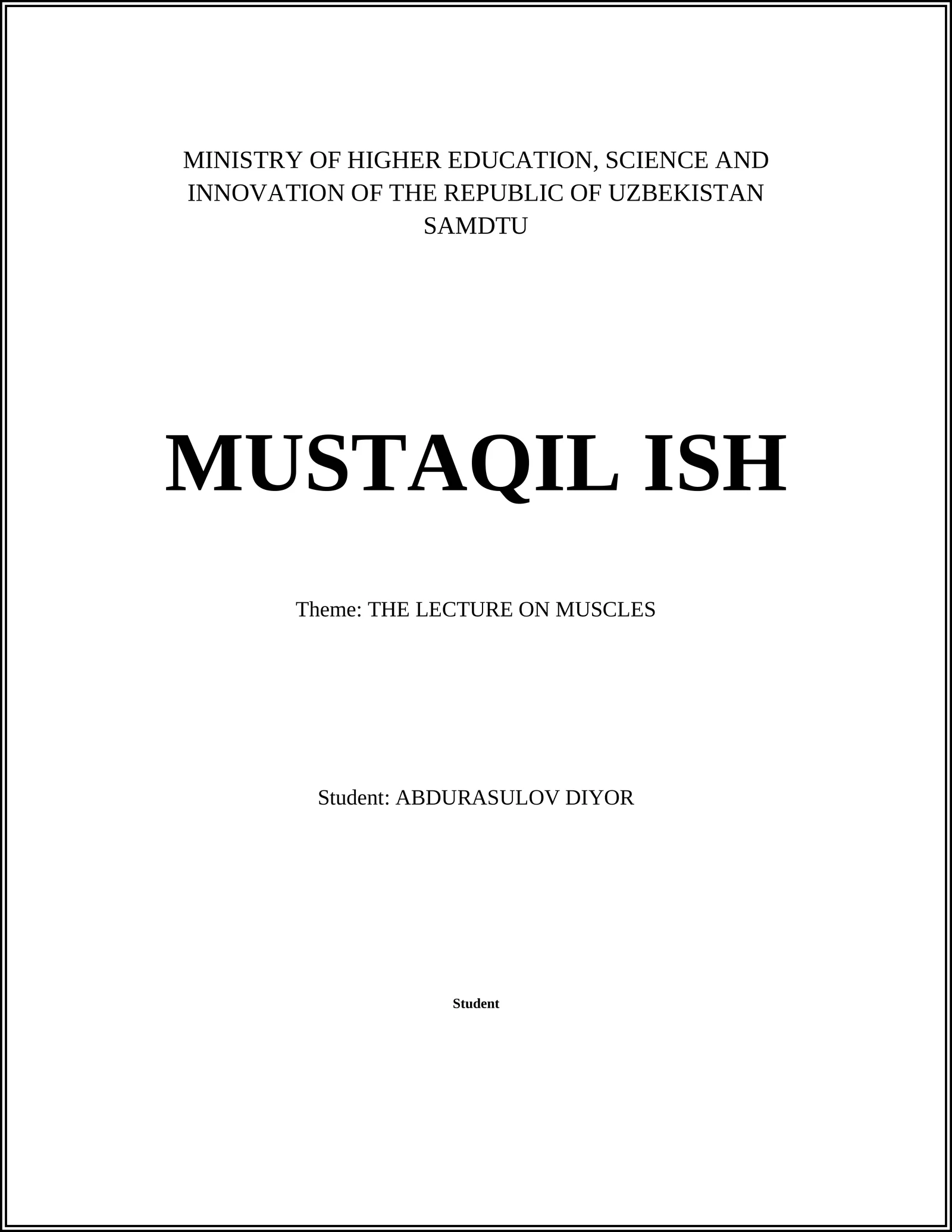THE LECTURE ON MUSCLES