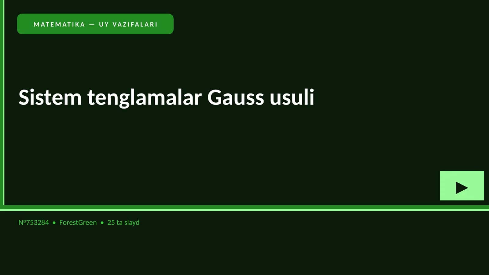 MATEMATIKA — UY VAZIFALARI