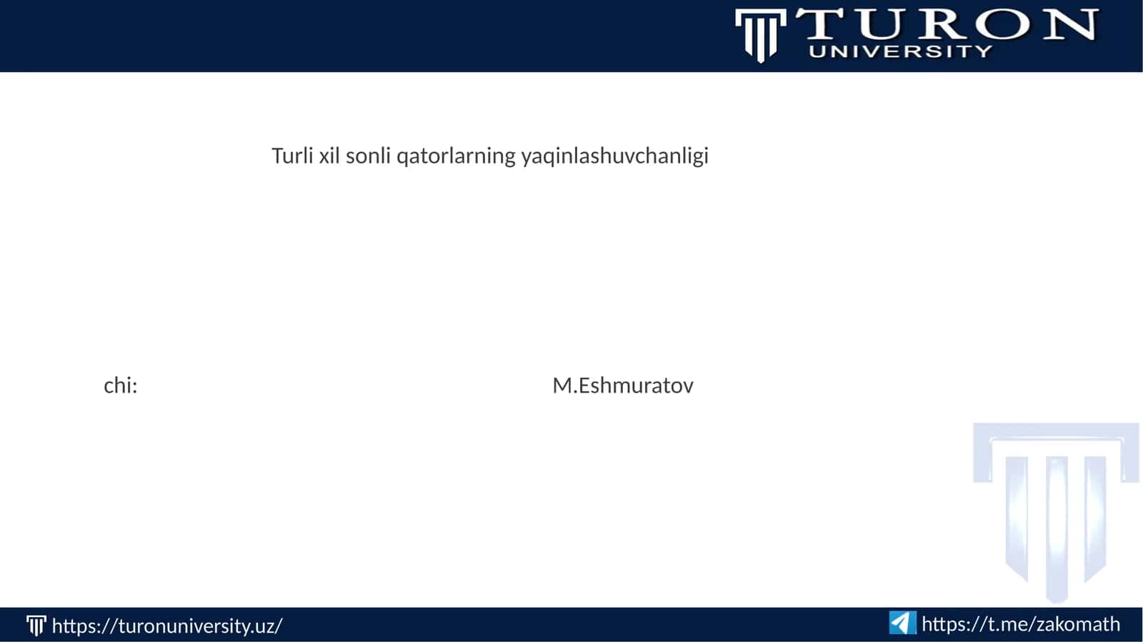Turli xil sonli qatorlarning yaqinlashuvchanligi