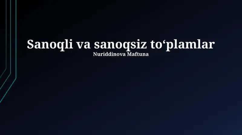 Sanoqli va sanoqsiz toʻplamlar