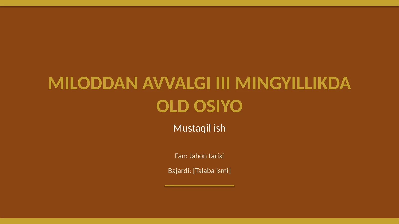 Miloddan avvalgi III mingyillikda Old Osiyo