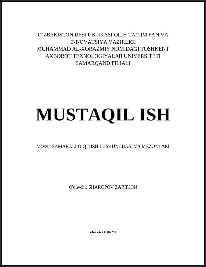 Samarali O‘qitish Tushunchasi va Mezonlari