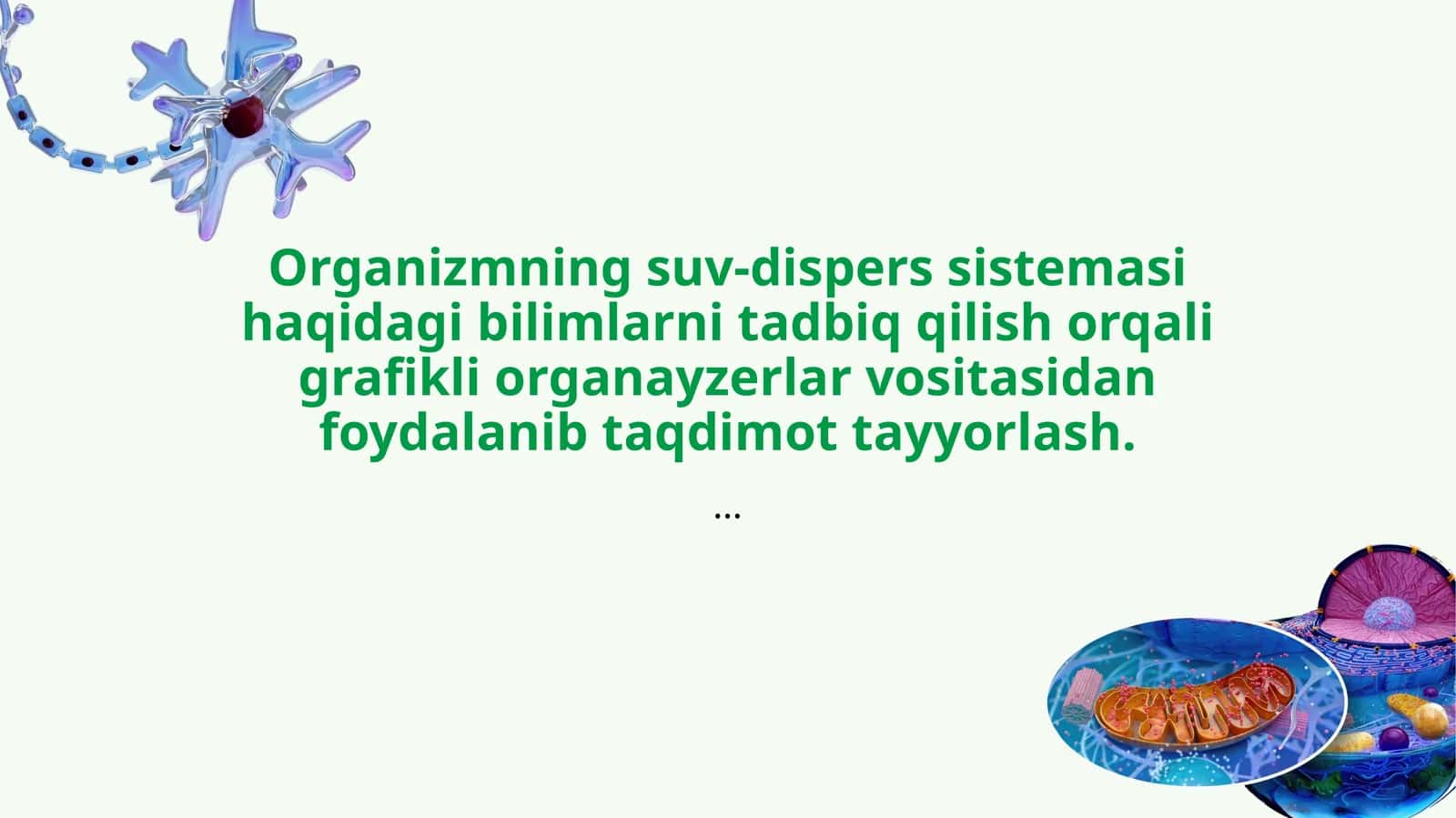 Organizmning suv-dispers sistemasi haqida