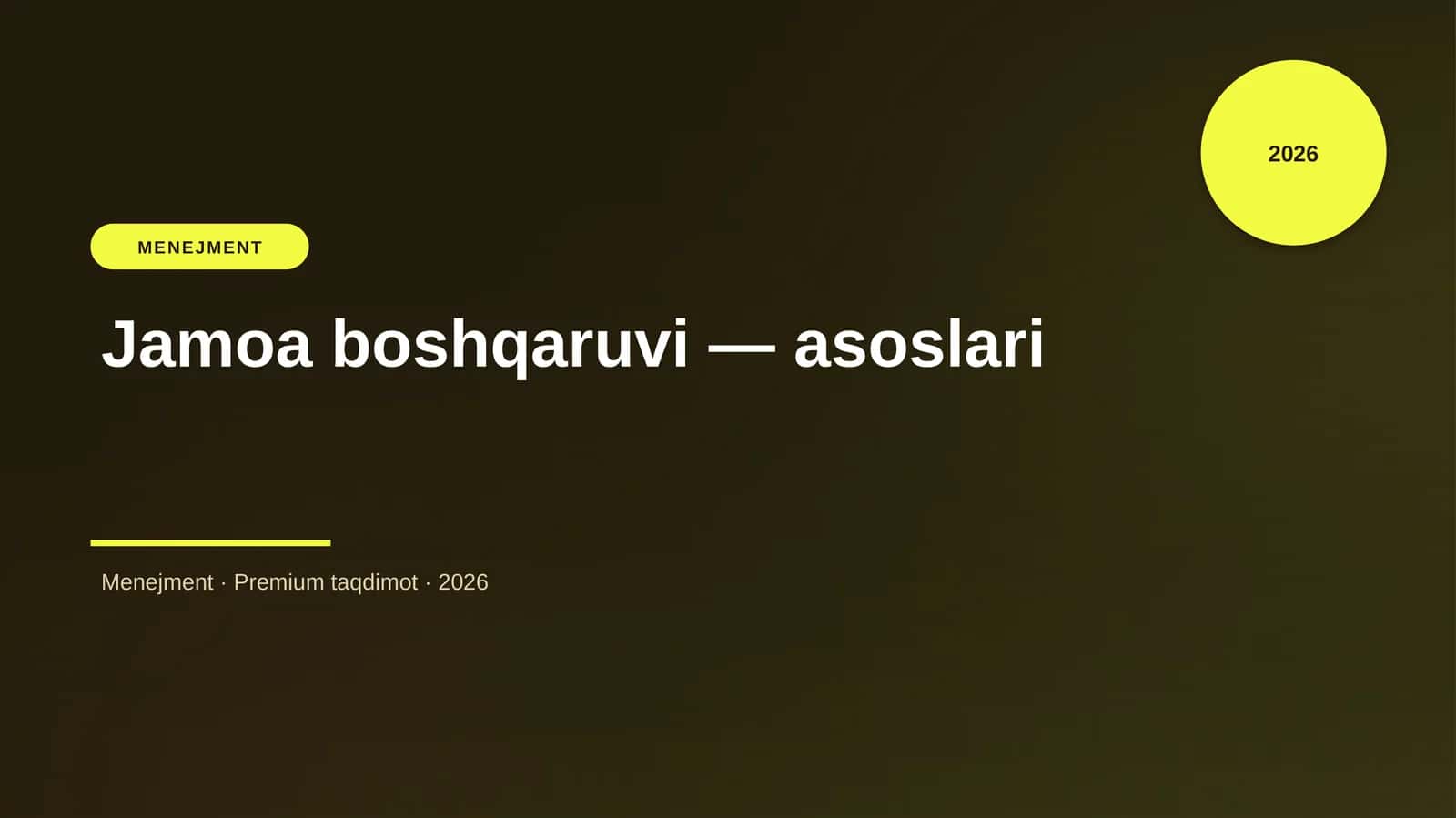 Jamoa boshqaruvi — asoslari