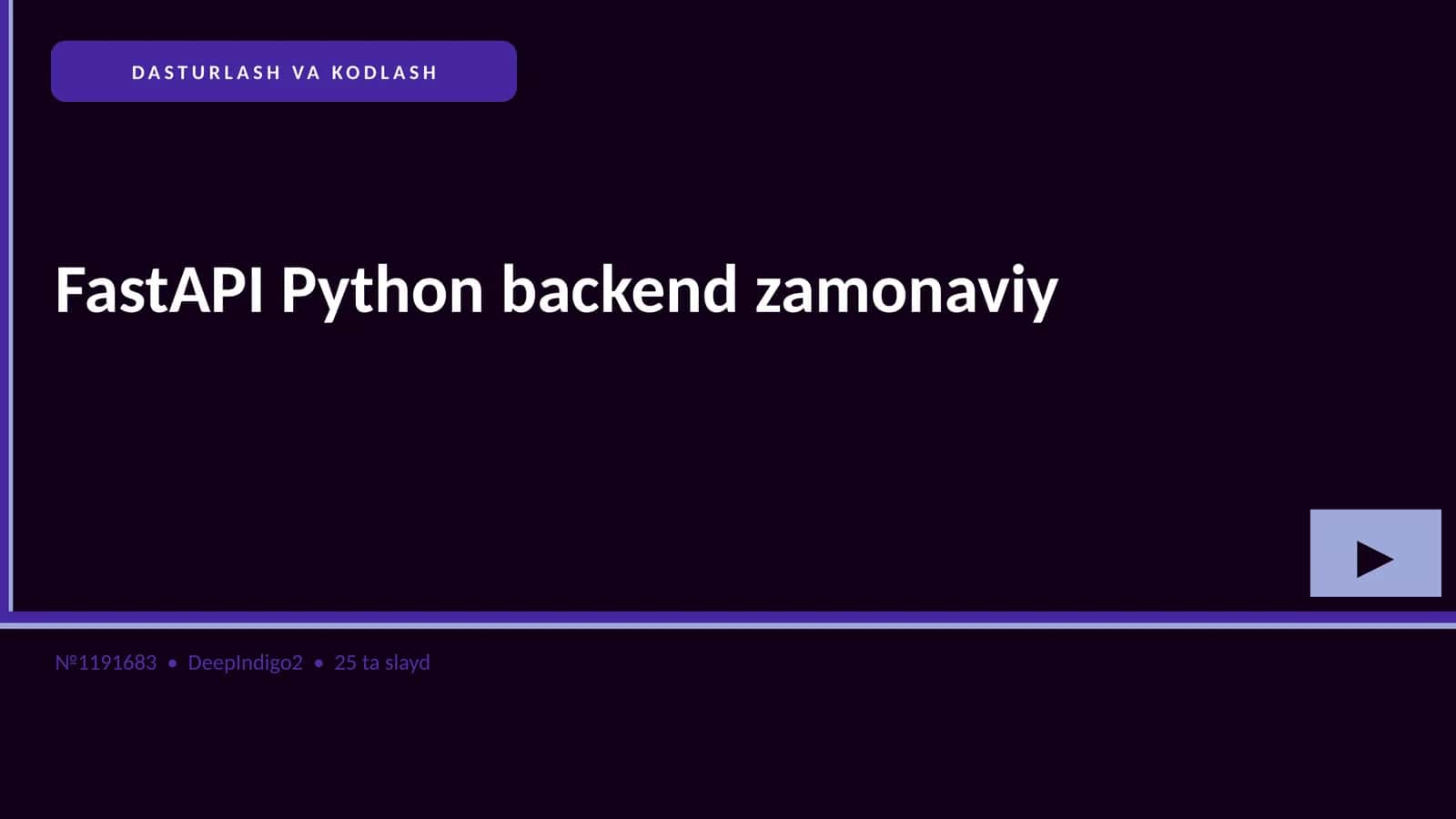 FastAPI Python backend zamonaviy