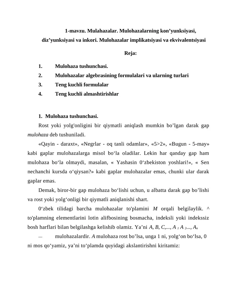 Mulohazalar