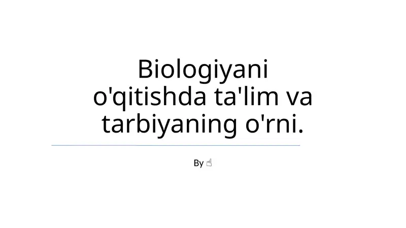 Texnologiya Integratsiyasi Biologiya Ta'limi