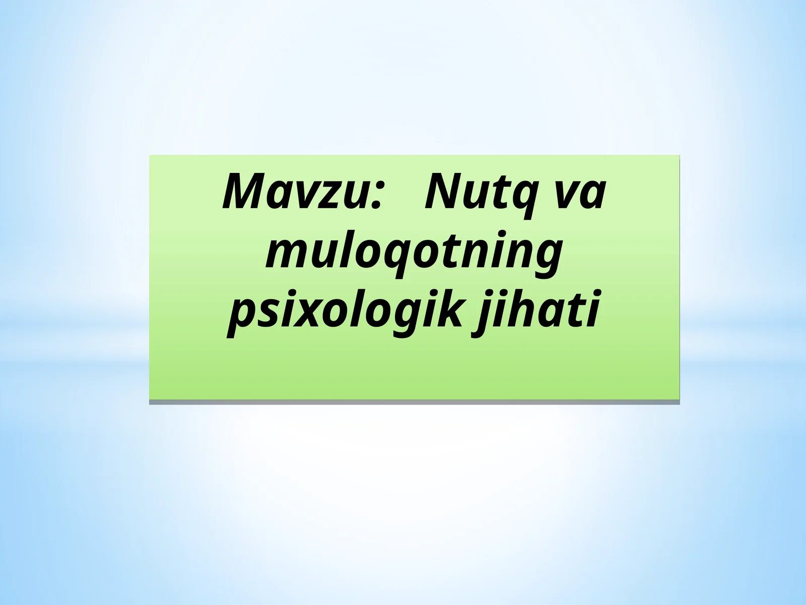nutq va muloqot