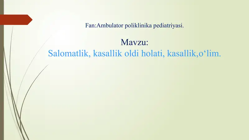 Salomatlik, kasallik oldi holati, kasallik, o‘lim.