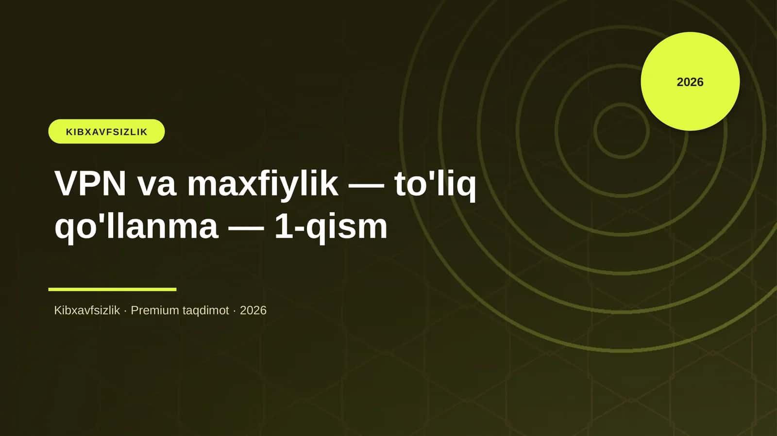 VPN va maxfiylik — to'liq qo'llanma — 1-qism