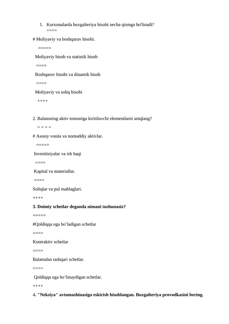 Korxonalarda buxgalteriya hisobi