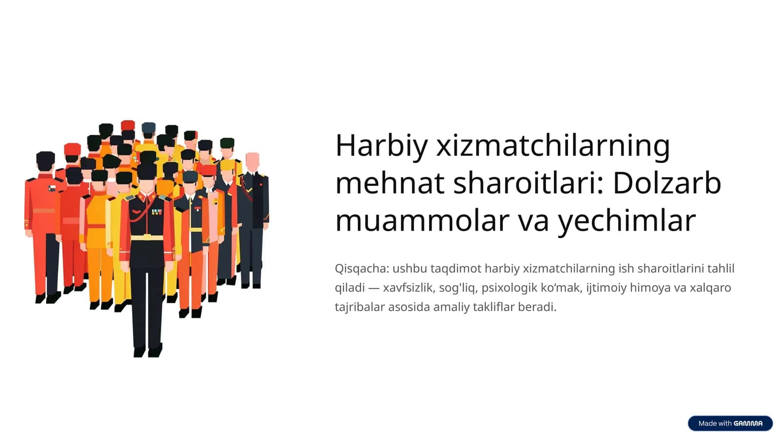Harbiy xizmatchilarning mehnat sharoitlari: Dolzarb muammolar va yechimlar
