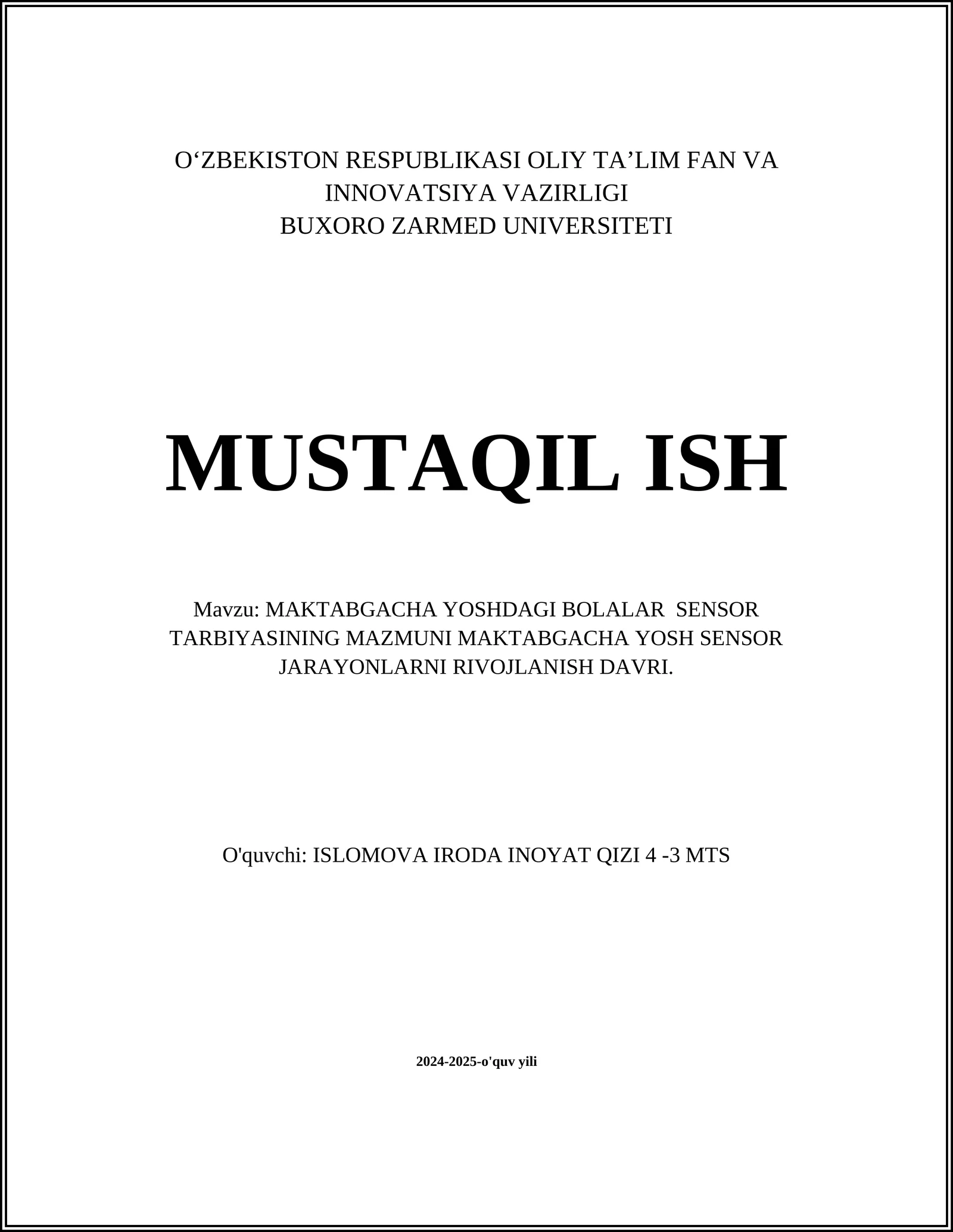 Sensor Tarbiyaning Mohiyati