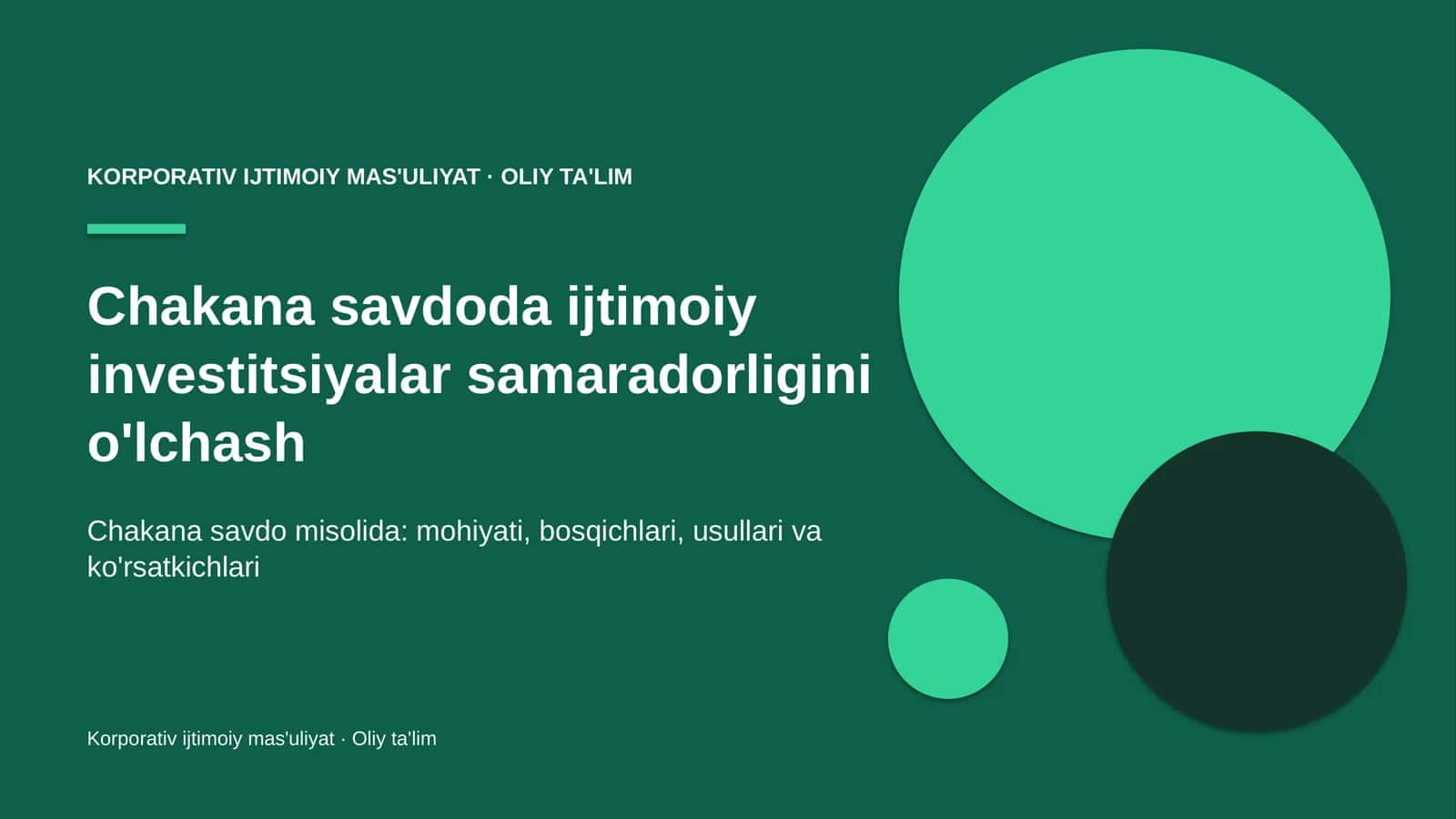 chakana savdoda ijtimoiy investitsiyalar samaradorligini o'lchash 3588