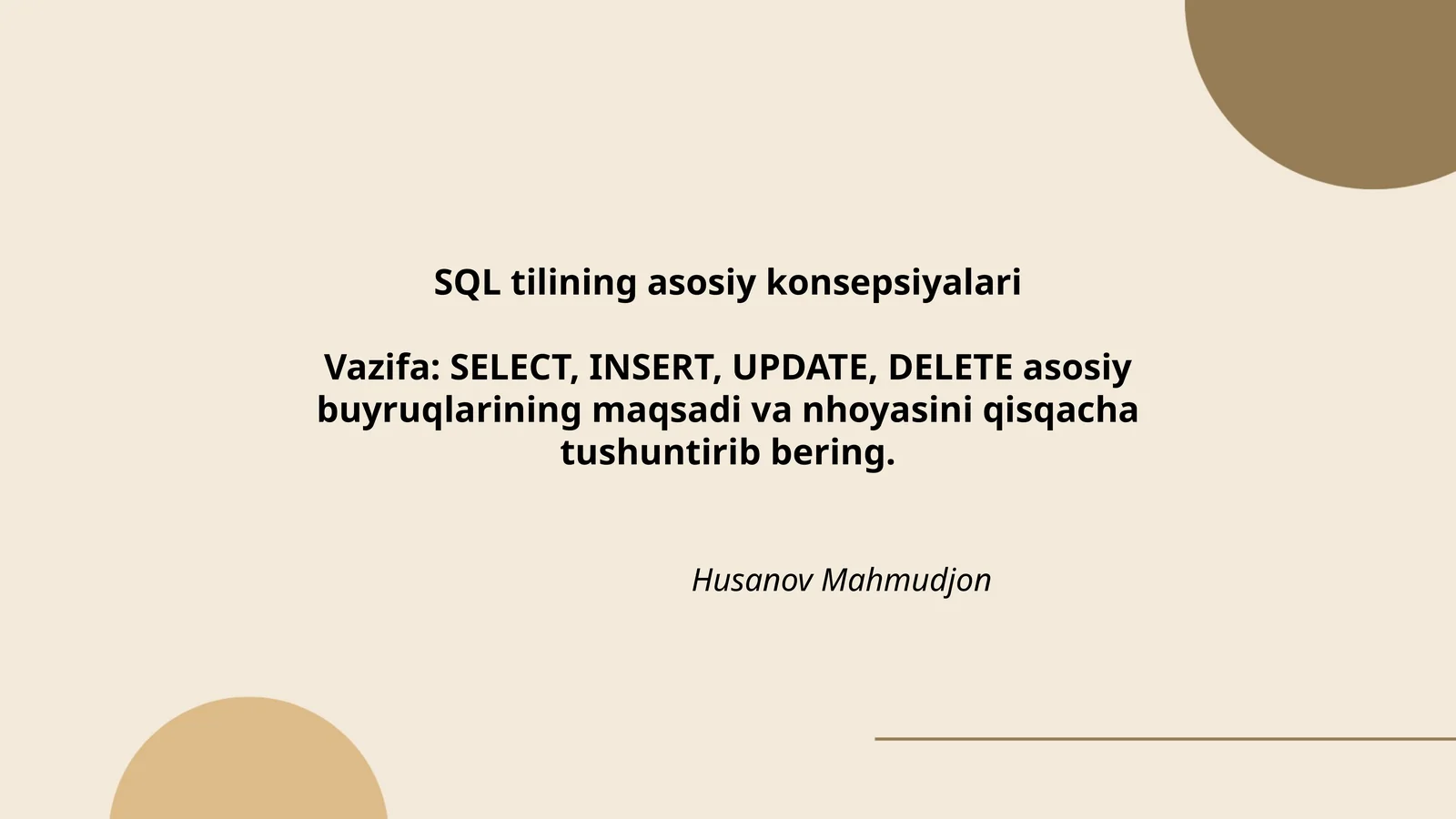 SQL tilining asosiy konsepsiyalari