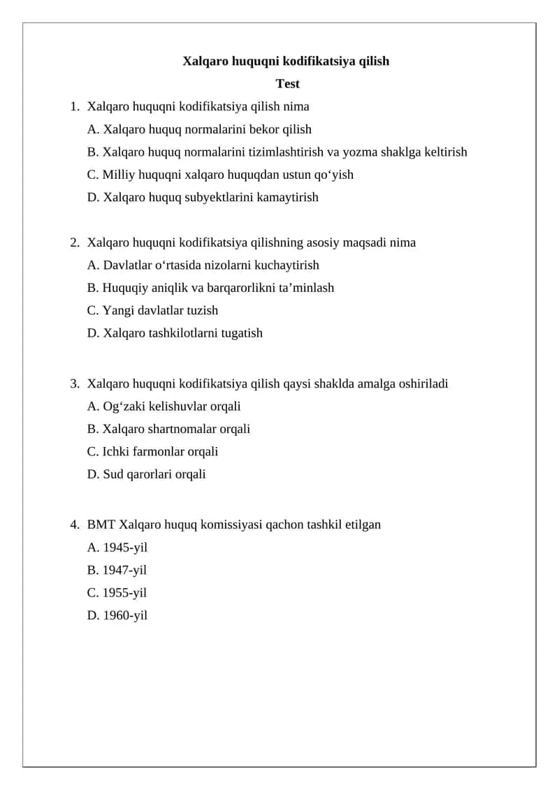 Xalqaro huquqni kodifikatsiya qilish
