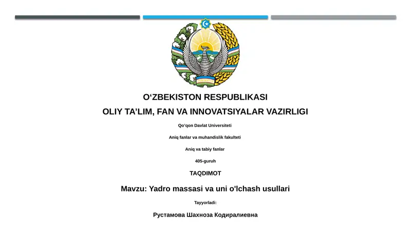 Yadro massasi va uni o'lchash usullari