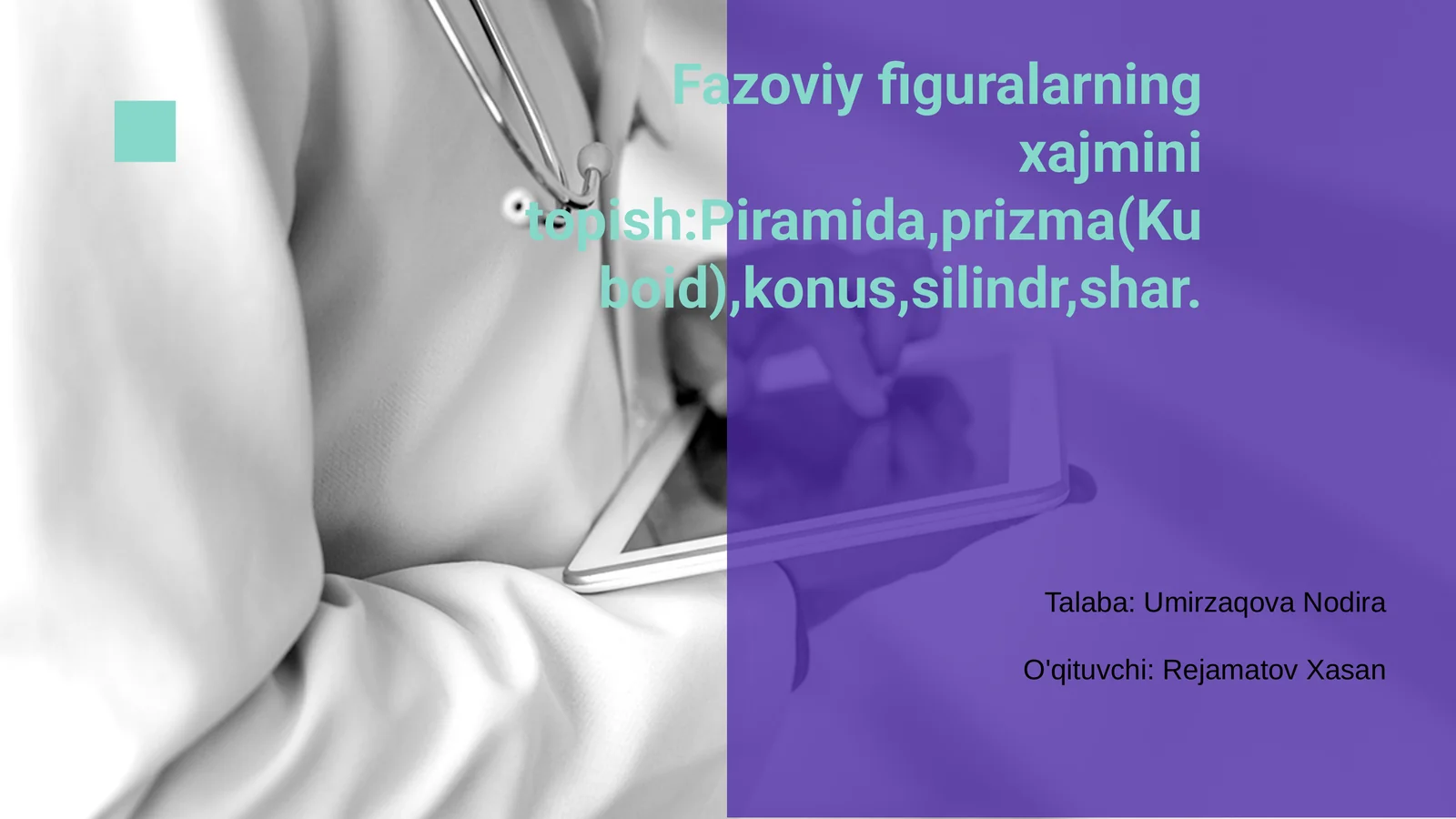 Fazoviy figuralarning xajmini topish