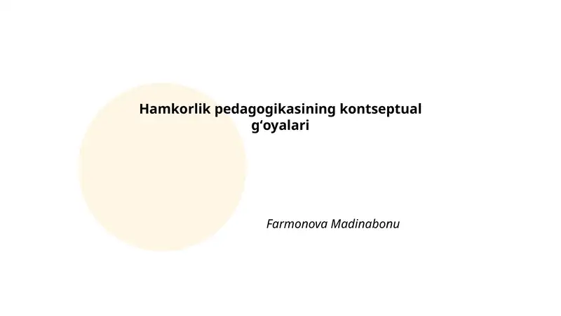 Hamkorlik pedagogikasining kontseptual gʻoyalari