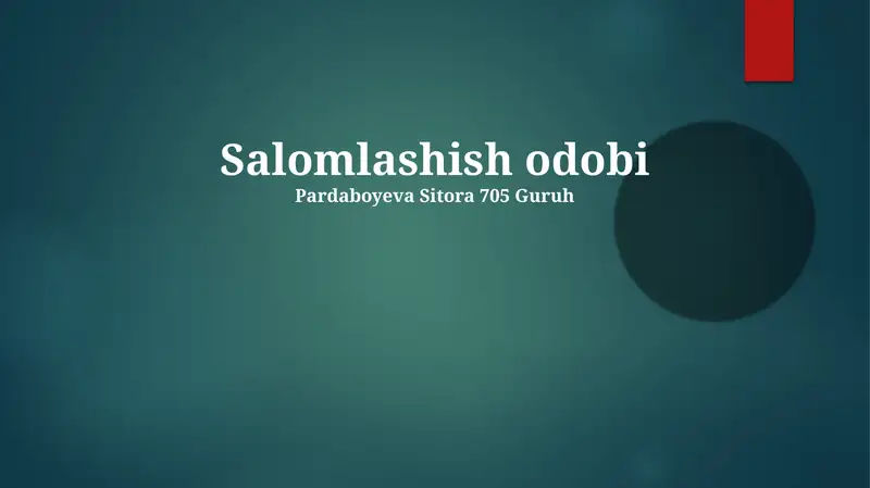 Salomlashish odobi