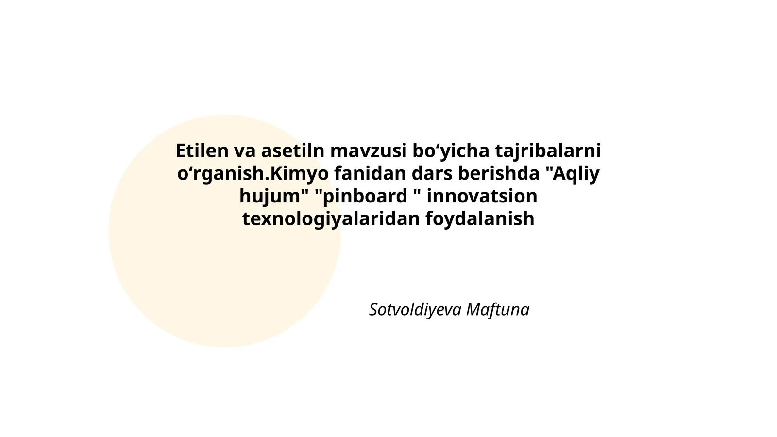 Etilen va Asetiln mavzusi