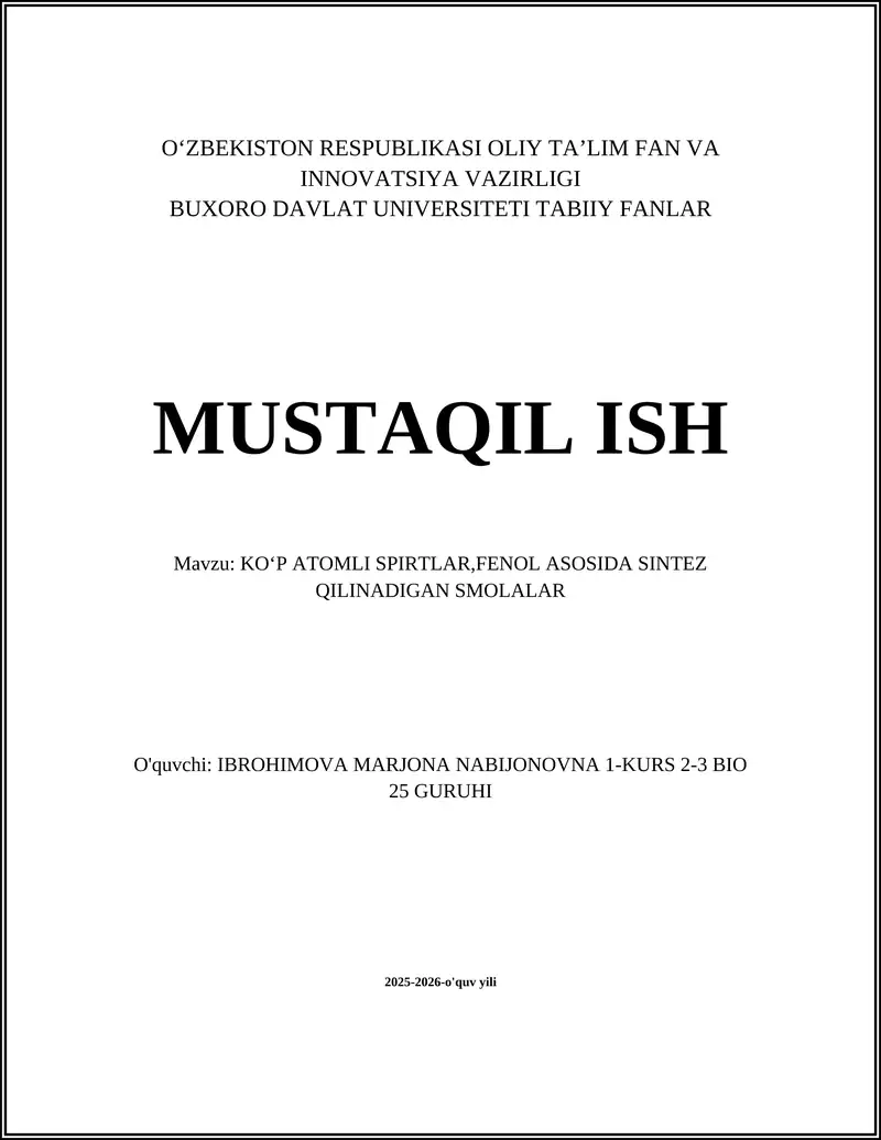 Ko'p atomli spirtlar: glyserol, pentaeritritol va sorbitolning struktura va xossalari